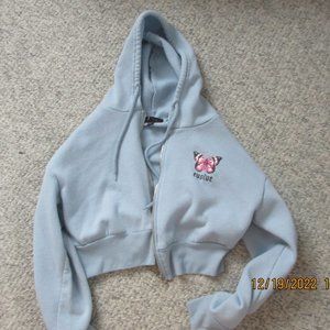butterfly graphic cropped zip up sweater